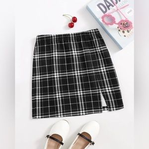 Kids Split Hem Plaid Skirt